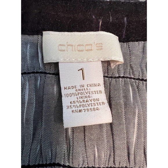 Chicos Womens Open Front Cardigan Jacket Blue Ivory Waist Length Pintucked 1 - Picture 5 of 7